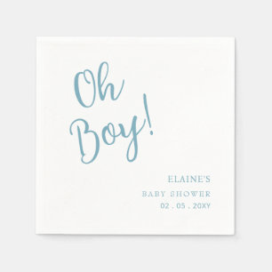 Oh Boy Modern Cute Blue Boy Shower Pappersservett