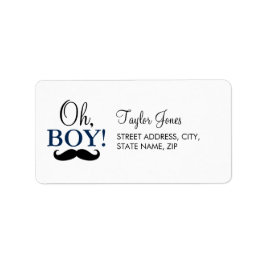 Oh Boy Mustache Baby Shower Address Label Adressetikett