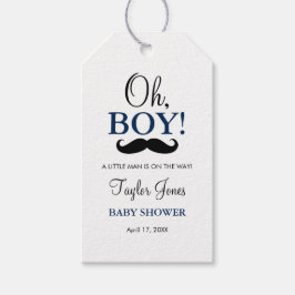 Oh Boy Mustache Baby Shower Gift Märkres Presentetikett