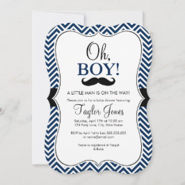 Oh Boy Mustache Baby Shower Inbjudan / Navy