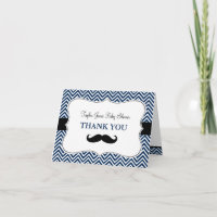 Oh Boy Mustache Baby Shower Tack för kortet