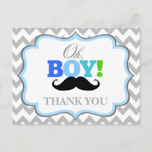 Oh Boy Mustache Baby Shower Tack Postcard Vykort