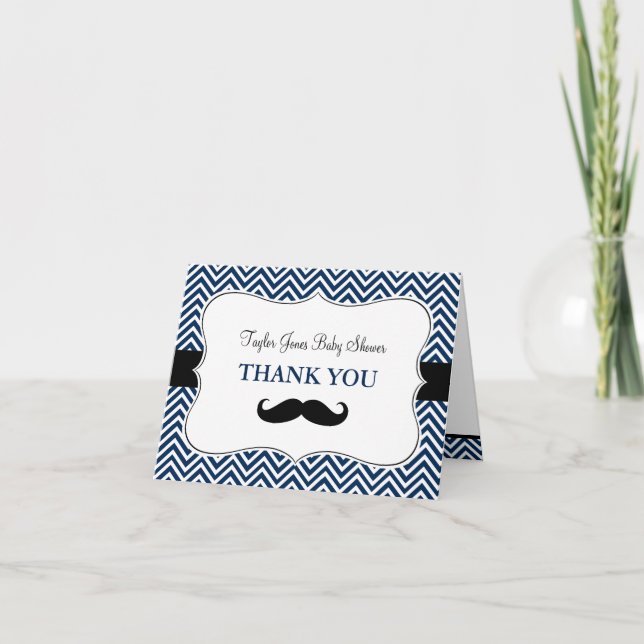 Oh Boy Mustasch Baby Shower Tacksamhetskort Tack Kort (Framsida)