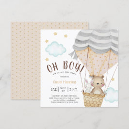 Oh Boy Nalle Woodland Baby Shower Inbjudningar