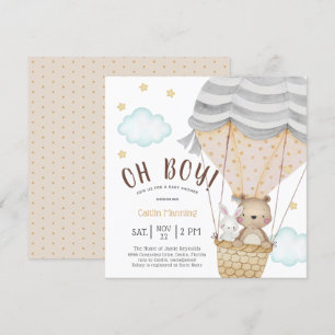 Oh Boy Nalle Woodland Baby Shower Inbjudningar