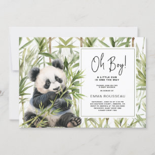 Oh Boy Panda Bear Bamboo Boy Shower Inbjudningar