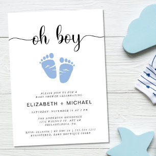 Oh Boy Par Baby Shower Inbjudningar