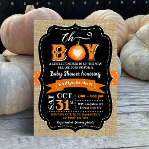 "Oh Boy" Pumpkin Baby Shower Inbjudningar