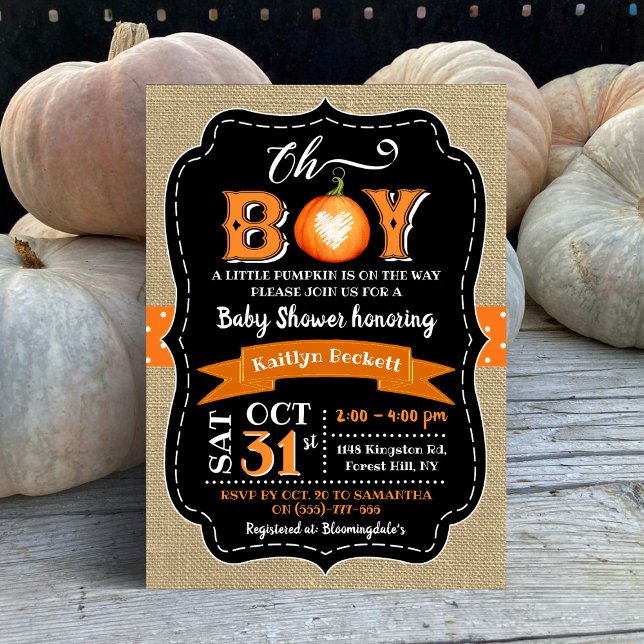 "Oh Boy" Pumpkin Baby Shower Inbjudningar (Skapare uppladdad)