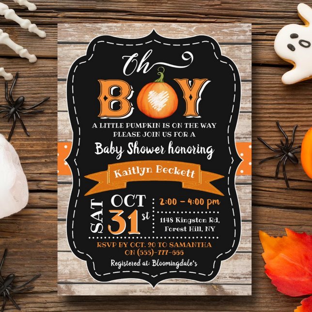 "Oh Boy" Pumpkin Baby Shower Inbjudningar (Skapare uppladdad)