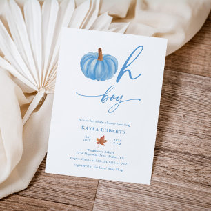 Oh Boy Pumpkin Modern Fall Baby Shower Inbjudningar