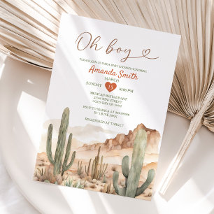 Oh Boy Rustic Desert Succulent Cactus Baby Shower Inbjudningar