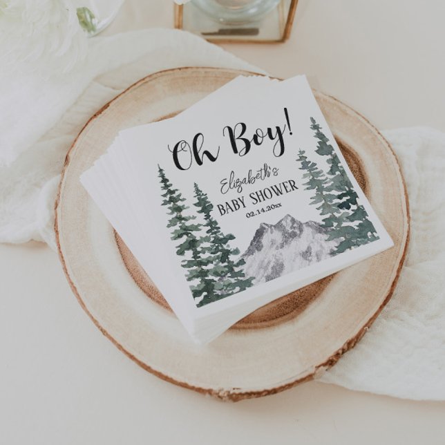 Oh Boy Rustic Mountains Baby Shower Pappersservett (Skapare uppladdad)