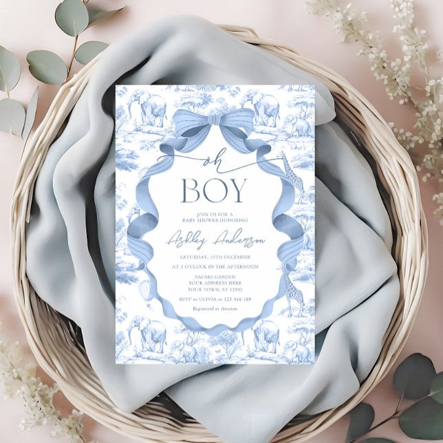 Oh Boy Safari Animal Blue Toile Baby Shower Inbjudningar (Skapare uppladdad)