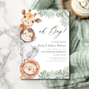 Oh Boy Safari Animal Boy's Baby Shower Inbjudningar