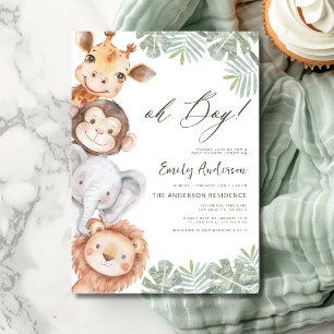 Oh Boy Safari Animal Boy's Baby Shower Inbjudningar
