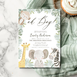 Oh Boy Safari Animal Boy's Baby Shower Inbjudningar