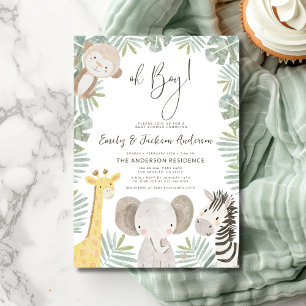 Oh Boy Safari Animal Boy's Par Baby Shower Inbjudningar