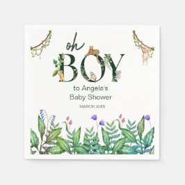Oh boy Safari Animal Jungle Grönt Baby Shower Pappersservett