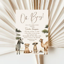 Oh Boy Safari Animals Baby Shower-inbjudan Inbjudningar