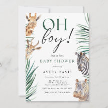 Oh Boy Safari Animals Baby Shower