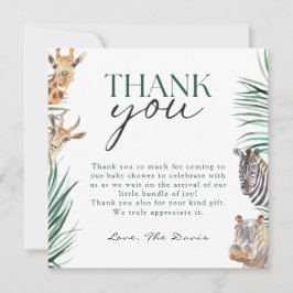 Oh Boy Safari Animals Baby Shower Tack för kortet