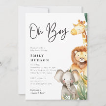 Oh Boy Safari Baby Shower-inbjudan