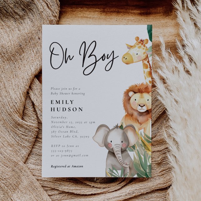 Oh Boy Safari Baby Shower-inbjudan Inbjudningar (Skapare uppladdad)