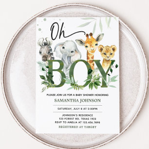 Oh Boy Safari Baby Shower Inbjudningar
