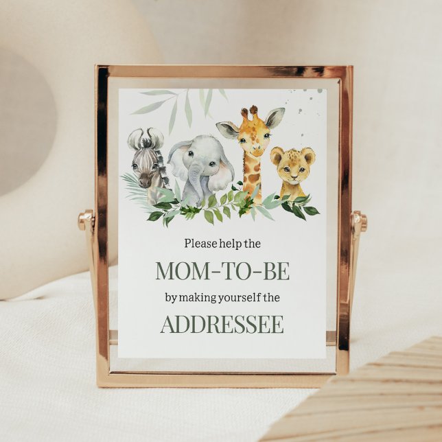 Oh Boy Safari Baby Shower Kuvert Station Poster (Jungle Safari Baby Shower Envelope Station Sign)