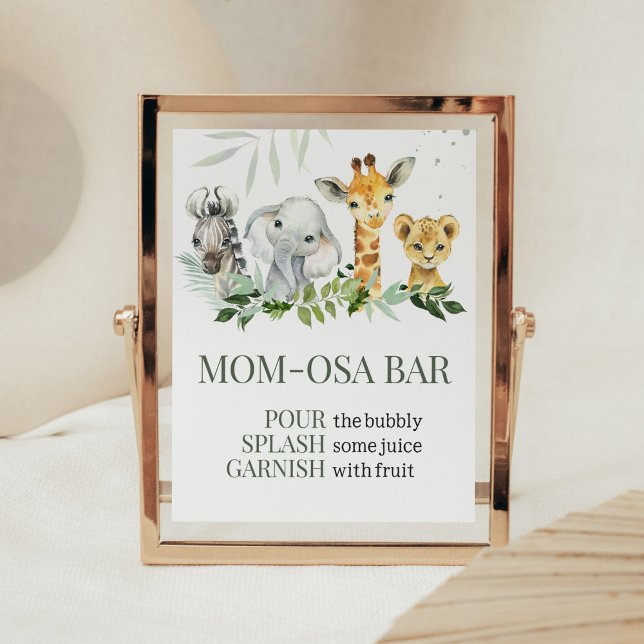 Oh Boy Safari Baby Shower Mamma Osa Pub Poster (Jungle Safari Baby Shower Mom Osa Bar Sign)
