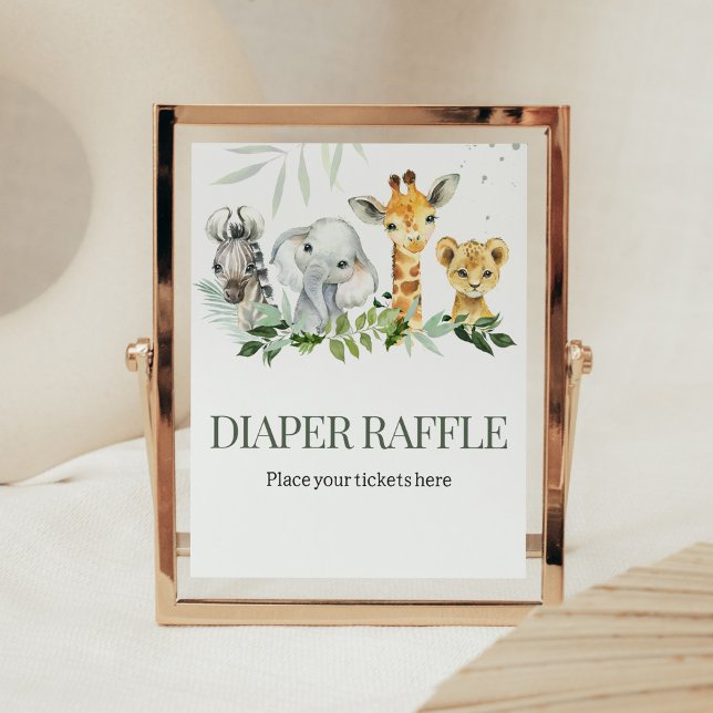 Oh Boy Safari Baby Shower Raffle Poster (Jungle Safari Baby Shower Diaper Raffle Sign)