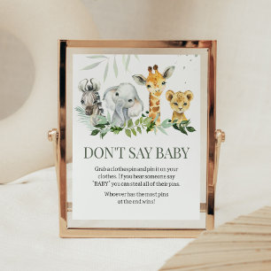Oh Boy Safari Baby Shower Säg inte Baby Poster