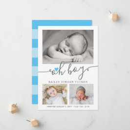Oh Boy Script Himlar Blue Heart Photo Collage Birt Meddelande
