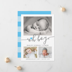 Oh Boy Script Himlar Blue Heart Photo Collage Birt Meddelande