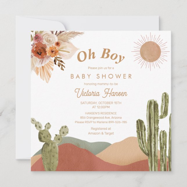 Oh Boy Shower Southwes Boho Cactus Desert (Framsida)