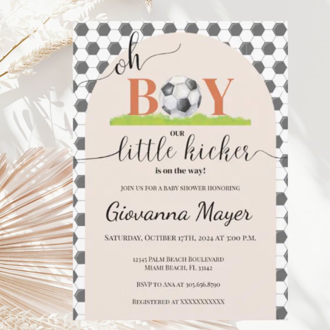 Oh Boy Soccer Boy Baby Shower-inbjudan Inbjudningar (Skapare uppladdad)
