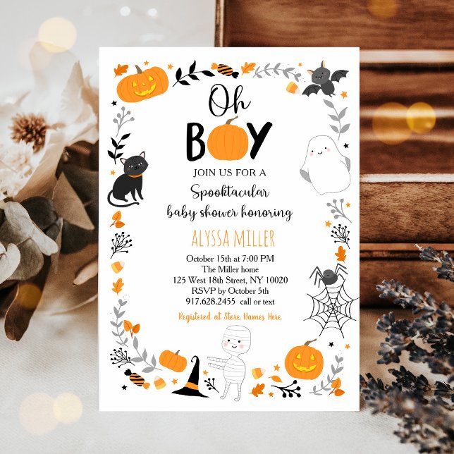 Oh Boy Spooktacular Halloween Baby Shower Inbjudningar (Skapare uppladdad)