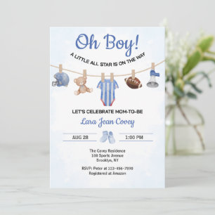 Oh Boy Sport Baby Shower Inbjudningar