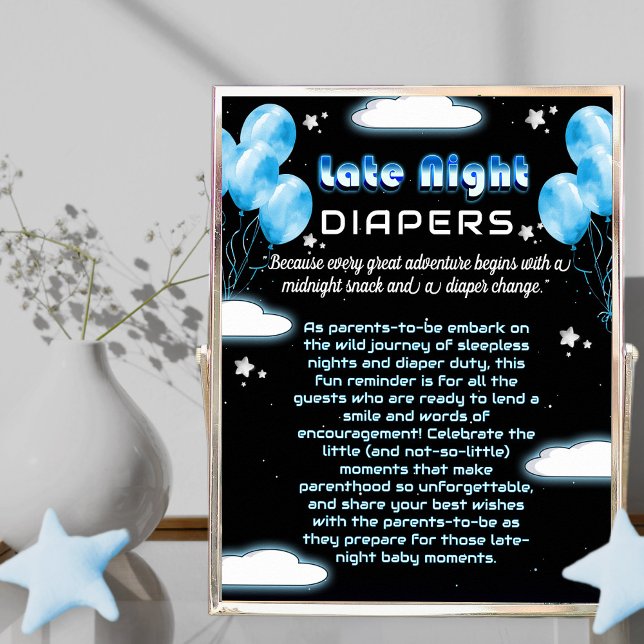 Oh Boy Starry Space Baby Shower Late Night Diaper Poster (Skapare uppladdad)