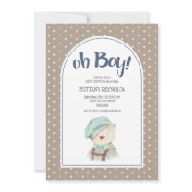 Oh Boy Tan Polka Nalle Baby Shower