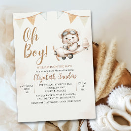 Oh Boy,  Teddy Bear Baby shower boy Inbjudningar
