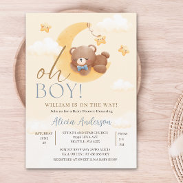 Oh Boy,  Teddy Bear Baby shower boy Inbjudningar
