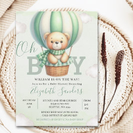 Oh Boy,  Teddy Bear Baby Shower Boy Inbjudningar