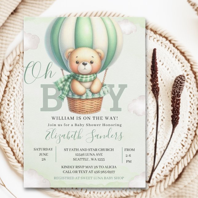 Oh Boy,  Teddy Bear Baby Shower Boy Inbjudningar (Skapare uppladdad)