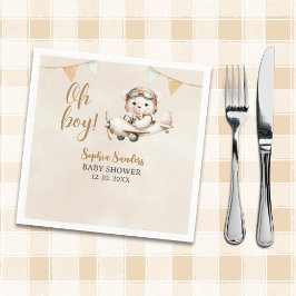 Oh Boy, Teddy Bear Baby shower boy Pappersservett