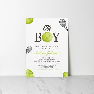 Oh Boy Tennis Baby Shower-inbjudan Spara Datumet