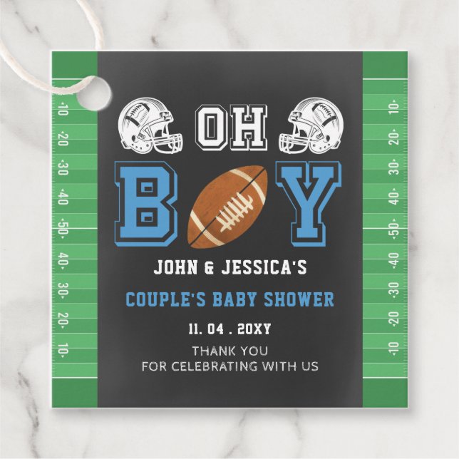 Oh Boy Toppen bowl Football Baby Shower Gåvor Etiketter (Framsida)