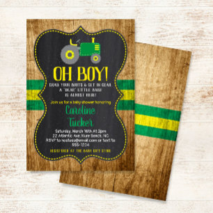 Oh Boy Tractor Baby Shower-inbjudan Inbjudningar