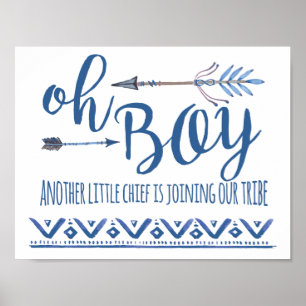 Oh Boy Tribal Baby Shower Sign Poster